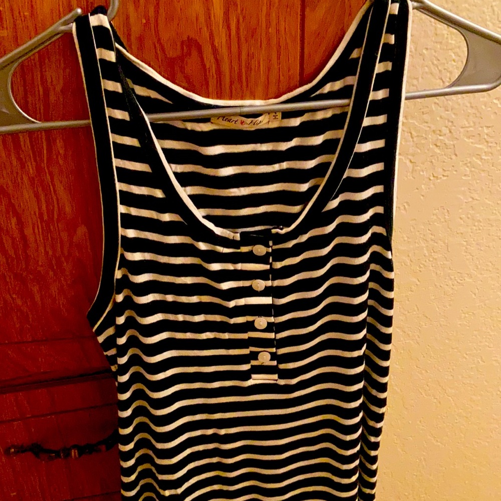 Long stripe green and white sleeveless dress